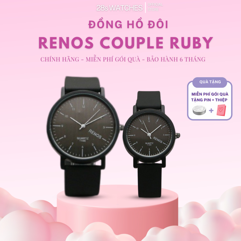 Đồng hồ nam nữ Renos, đồng hồ cặp cao cấp, chính hãng, quà tặng bạn trai ý nghĩa CP03
