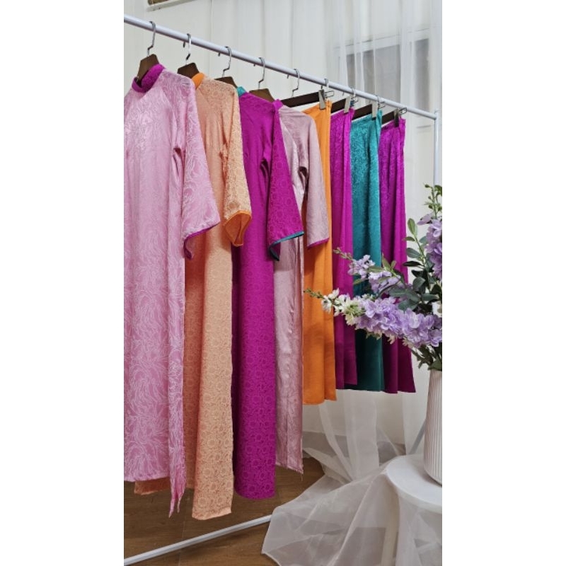 🥰 Áo dài dáng xuông phong cánh nhẹ nhàng cách điệu phom rộng chật vải đẹp thêu sắc nét