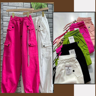 Quần kaki ống suông lưng chun túi hộp mén clothingkết hợp ống bo kèm dây rút cá tính freesize <55kg