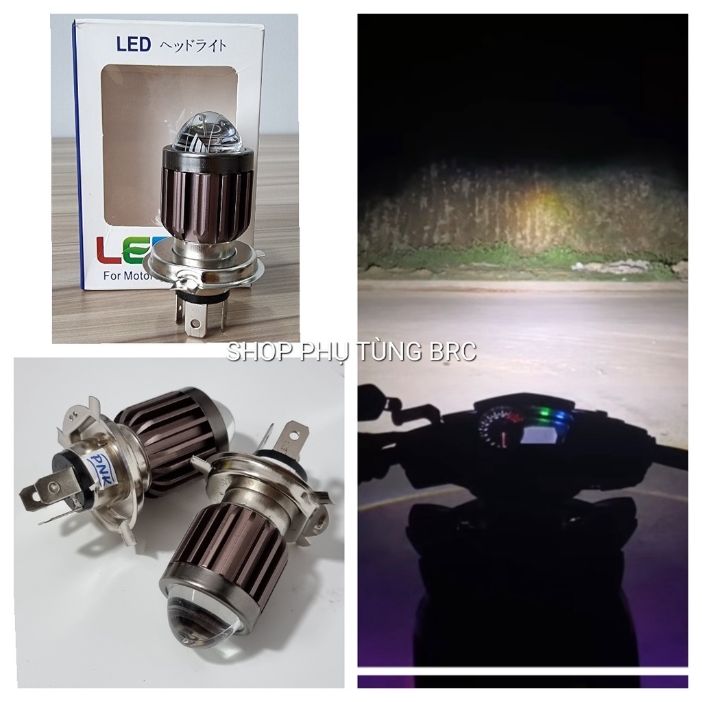 Đèn pha LED siêu sáng bi cầu HIKO 2 màu ( loại lớn ) 3 chân H4 lắp cho Wave RS, Sirius, Winner, Exciter, Vision...