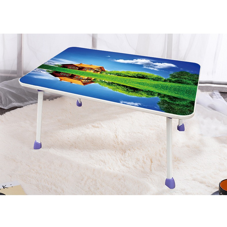 Bàn học gấp gọn mini mặt gỗ chân nhựa thông minh ngồi bệt để giường laptop xếp gọn kích thước 40x60x28cm hiện đại | BigBuy360 - bigbuy360.vn