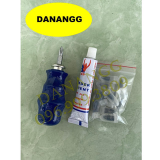 Bộ dụng cụ vá vỏ xe không ruột nhanh (10 đinh + tovit + keo)