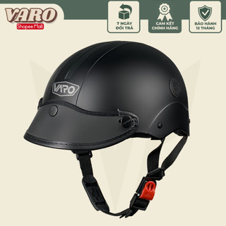 Mũ Bảo Hiểm Nửa Đầu VARO Sơn Có Lỗ Thông Gió - Màu Đen