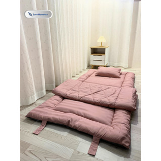  Nệm Topper Văn Phòng Gấp Gọn Chất vải Cotton Sọc 3F Màu Hồng Siêu Mát Mẻ Tiện Lợi Mẫu Mới 2024 Euro Hometex 