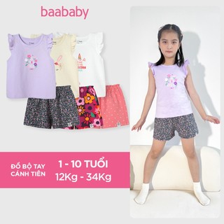 Đồ bộ bé gái cotton ngắn tay in họa tiết, đồ bộ dễ thương cho bé từ 1 - 10 tuổi - DB04N