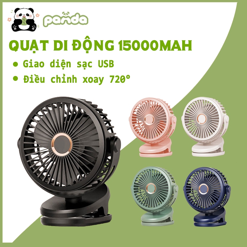 Quạt Sạc Tích Điện Mini Pin 30000Mah,Quạt Mini GF07 Kẹp Bàn Xe đẩy Nôi Cũi Sử Dụng Đi Du Lịch Bảo Hà