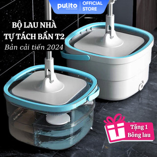 Bộ cây lau nhà tách nước bẩn thông minh PULITO T2 - Đầu xoay 360 độ (Tặng kèm miếng lau siêu thấm)