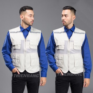 Áo Ghi Lê Phản Quang Xám Túi Hộp - Áo Gi Lê Kỹ Sư Phản Quang