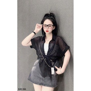  Set Áo Sơ Mi Nữ Tơ Giấy Cột Vạt Kèm Áo 2 Dây Bún Bên Trong 