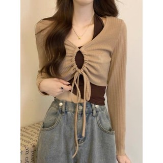 Áo phối cổ yếm dây rút