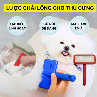 Lược chải lông thú cưng, bàn chải lông chó mèo lược massage gỡ rối, tạo kiểu cho chó mèo - Petiu