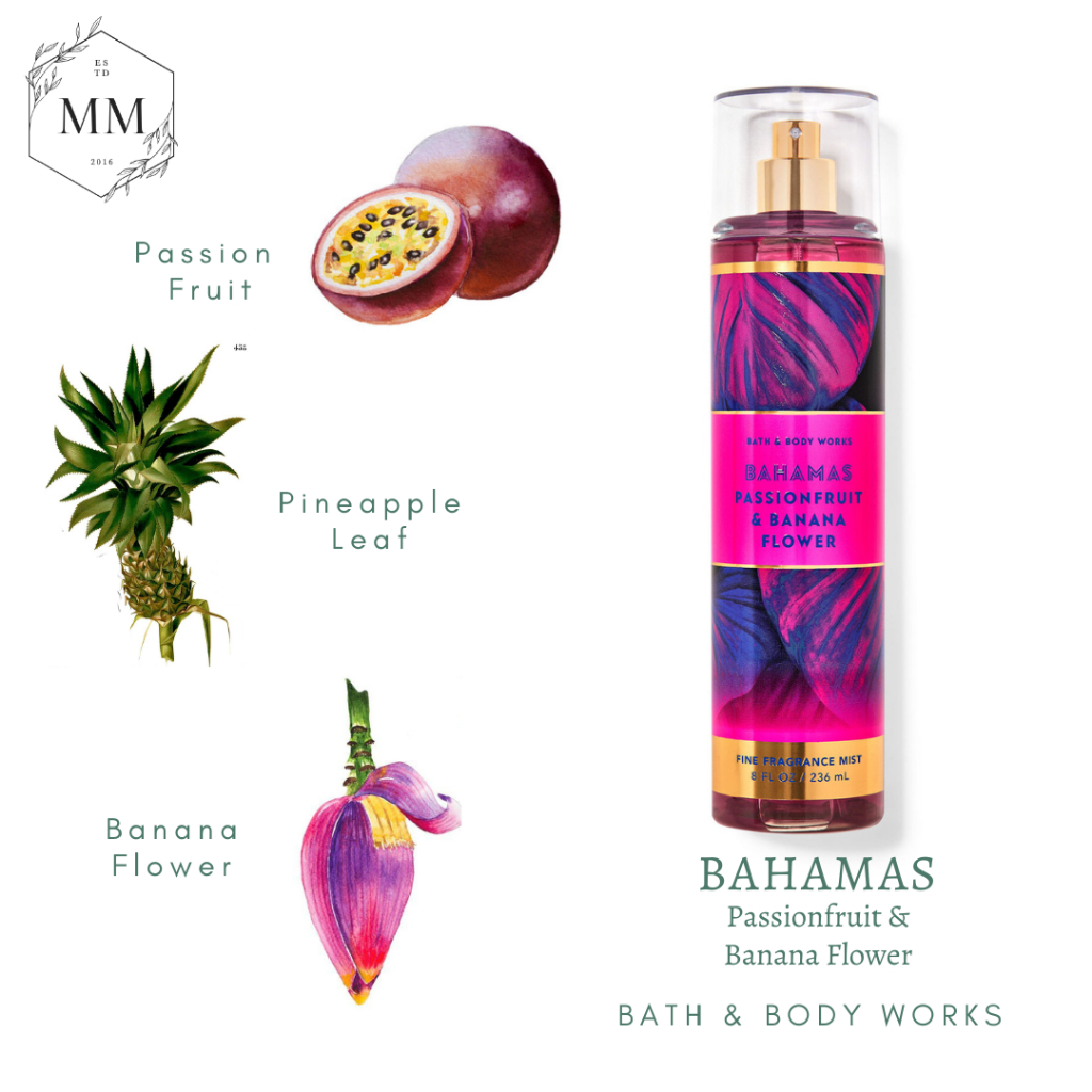 [Moomoocos] Bahamas Passionfruit & Banana - Xịt thơm toàn thân Bath & body works Body Mist fullsize 
