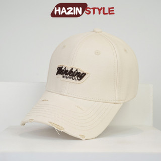 Mũ lưỡi trai HAZIN thêu chữ Thinking thời trang nam nữ unisex form cứng, chất vải kaki cao cấp phong cách Hàn Quốc