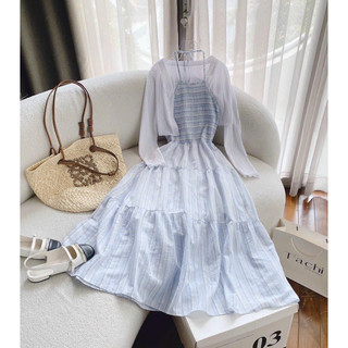 Set đầm yếm kèm khoác🎀