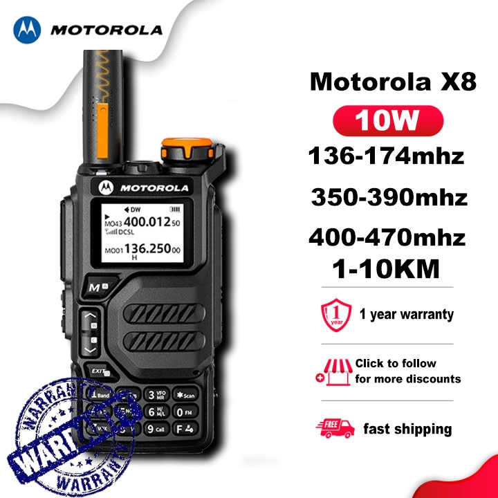Bộ đàm Motorola X8  Bộ đàm  băng tần số UHF/VHF kết hợp nghe đài FM  1-10km 10w chờ siêu dài