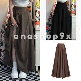 Chân váy xoè midi dáng dài cạp cao tuyết mưa, cv công sở phong cách Hàn Quốc Anashop9x