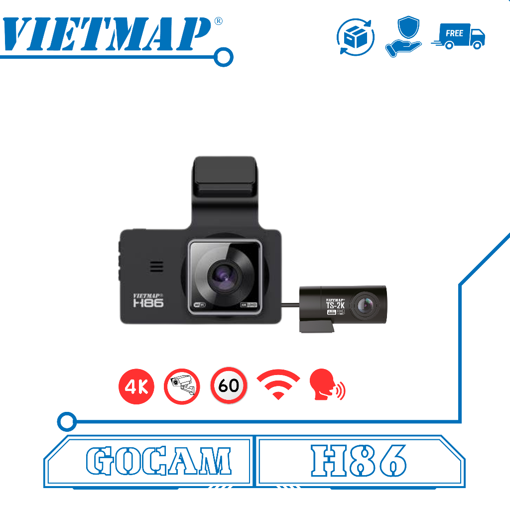 CAMERA HÀNH TRÌNH VIETMAP H86, GHI HÌNH TRƯỚC 4K, CẢNH BÁO TỐC ĐỘ GIỚI HẠN, CAMERA PHẠT NGUỘI