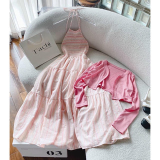 Set đầm yếm kèm khoác🎀
