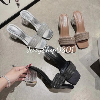 Dép nữ cao gót 5P QUAI HẠT LẤP LÁNH GÓT TRONG hàng đẹp