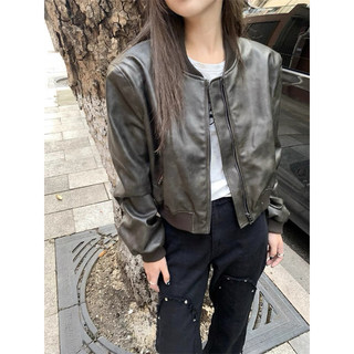 Áo khoác da nữ dáng ngắn ulzzang