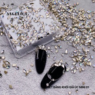  Set đá khối chân bằng giả úc mini siêu nhỏ đính nails chân vàng trang trí móng khoảng 100 viên ANGELICA 
