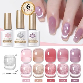 Born pretty sơn thạch set gel sơn móng tay 6 màu sơn gel thạch sơn mắt mèo gel set sơn gel nail 10ml