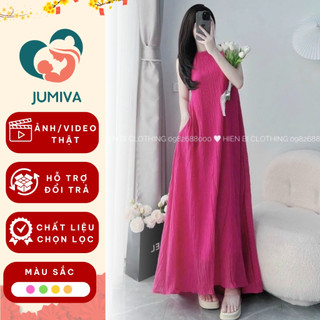 Đầm Maxi Dáng Dài Đi Biển 2 Dây Hở Lưng Chất Vải Đũi Mát Mặc Cho Mùa Hè SK9 JUMIVA