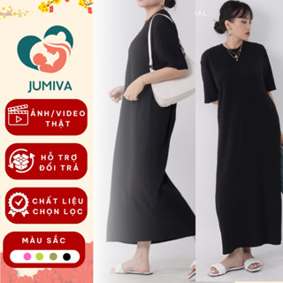 Đầm suông, Váy bầu dáng dài chất vải thun tăm mặc cho mùa hè đi biển siêu mát Bigsize SK8 JUMIVA