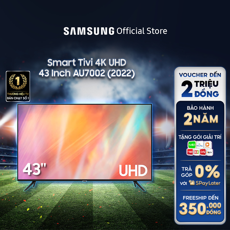 Smart Tivi Samsung 4K UHD 43 Inch UA43AU7002KXXV - Miễn phí lắp đặt