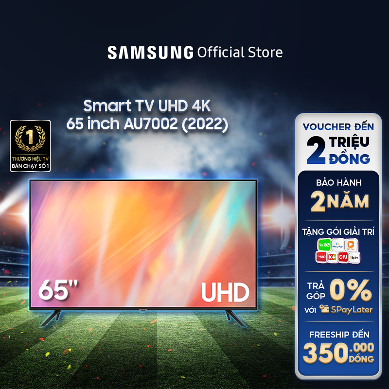 [Nhập ELSS44BU Giảm 12%] Smart Tivi Samsung 4K UHD 65 Inch UA65AU7002KXXV - Miễn phí lắp đặt