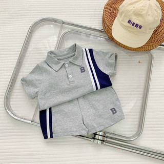 Quần áo bé trai, set bộ cộc tay chất cotton áo cổ trụ chạy viền  chữ B cho bé 10-30kg