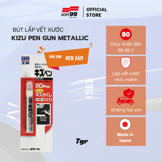 Bút lấp vết xước sơn ô tô, xe máy màu đen xám Soft99 Kizu Pen Gun Metallic BP-60 7g
