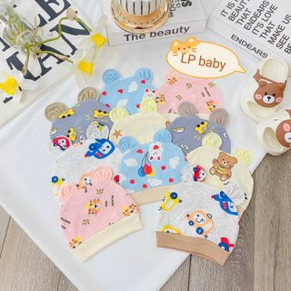 Mũ sơ sinh thun petit họa tiết co giãn tốt đáng yêu cho bé m35