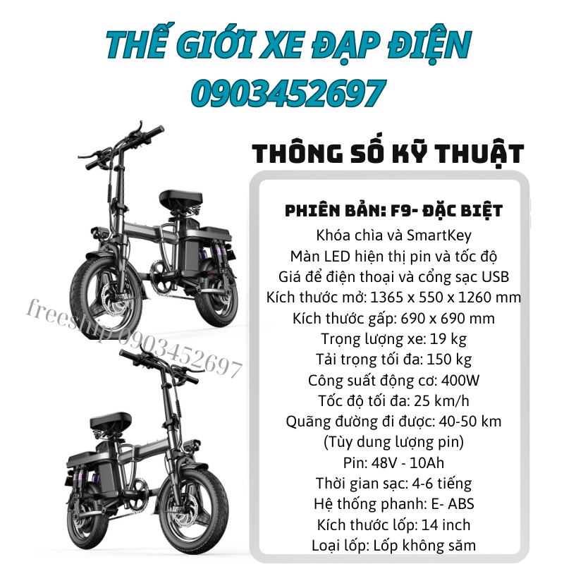 Xe đạp điện gấp gọn YOUPIN - F9 gấp gọn bỏ cốp tiện lợi. Xe điện pin Lithium động cơ 400w. BH 2 năm | BigBuy360 - bigbuy360.vn