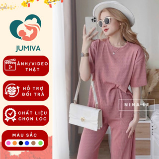 Set Đồ Bầu thun nữ quần dài tay cộc Size 40-90kg Bộ Quần Áo Bầu thun tăm mặc nhà thoải mái 2025