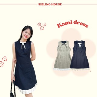  Đầm kiểu nữ sát nách cổ tròn thiết kế nơ điểm nhấn phối xếp ly chất bố cotton Kami Dress  - Sibling House