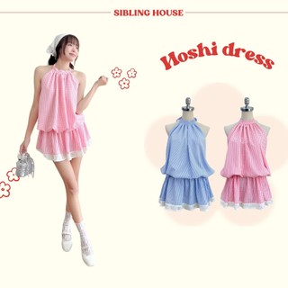  Đầm yếm không tay có tùng bí phối ren vải xốp caro trẻ trung Hoshi Dress - Sibling House