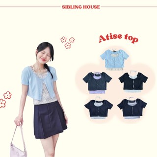  Set đồ gồm: áo yếm vải thun cột dây nơ cổ + áo vải thun croptop trơn tay ngắn Atise Top-Sibling House
