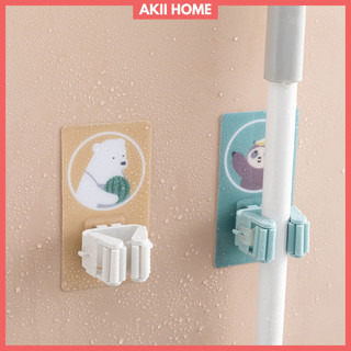 Móc Dán Tường Giữ Cây Lau Nhà In Hình Con Vật 3D, móc treo chổi Akii Home MT05