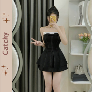 Set Áo Cúp Ngực Xẻ Nơ Phối Chân Váy Chữ A Tôn Dáng, Set Áo Ống Đính Nơ Xẻ Tà Kèm Chân Váy, Set Đồ Nữ Sang Chảnh Đi Tiệc