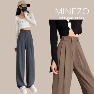 Quần MINEZO ống suông culottes dài 100cm cạp bản to 7 phân 2khuy siêu Hot MINEZO QD46