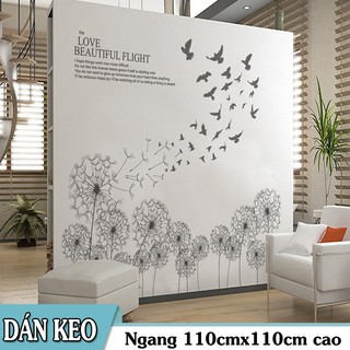 Decal trang trí tường - Bồ Công Anh và Chim Đen trong gió