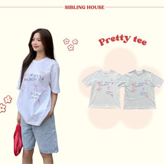  Áo thun nữ tay ngắn cổ tròn form rộng in họa tiết chữ xinh xắn Pretty Tee - Sibling House