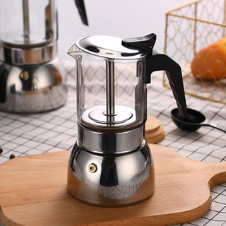 Bình pha moka pot kiểu ý mặt kính thép không gỉ cổ điển 6 cup nhà vin