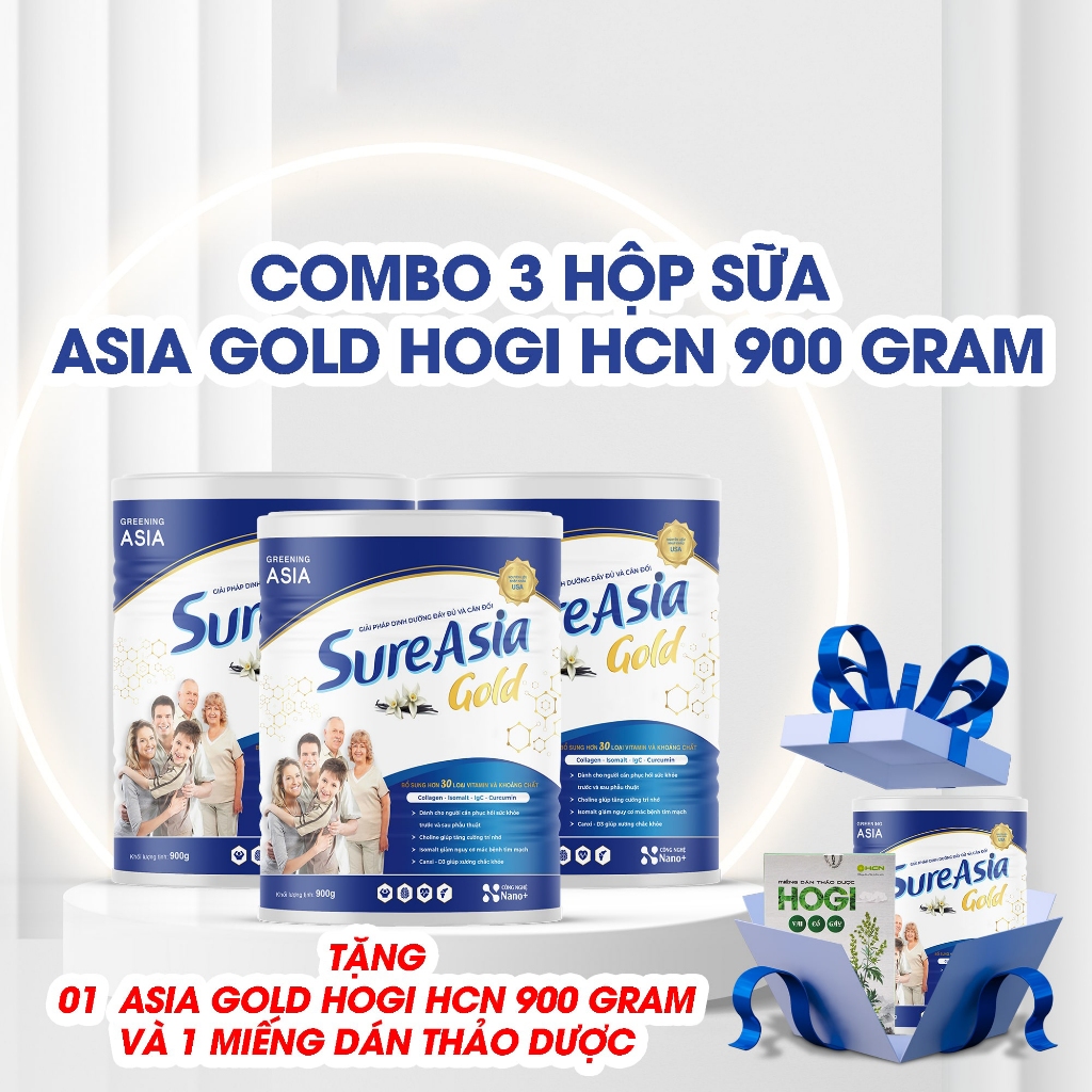 Combo 3 Tặng 1 Hộp Sữa Sure Asia Gold HOGI 900gram. Tặng Kèm 1 Hộp Quà Bất Kỳ Cho Sức Khỏe