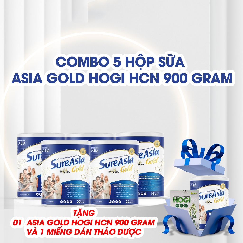 Combo 5 Tặng 1 Hộp Sữa Sure Asia Gold HOGI 900gr. Tặng Kèm 1 Hộp Quà Bất Kỳ Cho Sức Khỏe