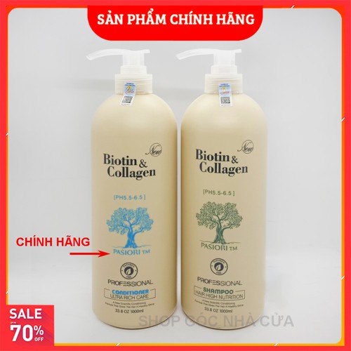 [HN] [FREE SHIP] Cặp dầu gội xả Biotin collagen (Dung tích mỗi chai 1000 ml) Hàng Chính Hãng