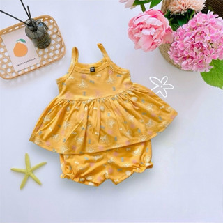 Bộ babydoll 2 dây bé gái chất cotton xuất dư