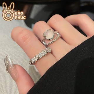 Nhẫn đính đá sang trọng - Nhẫn đính đá basic thời trang phong cách Hàn Quốc đính đá thiết kế thanh lịch