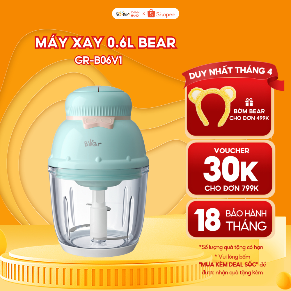 Máy Xay Cho Bé Ăn Dặm Bear Đa Năng Mini Dung Tích 0.6l Xay Thịt Cháo Đa Năng Cối Thủy Tinh Chịu Nhiệt - B06V1